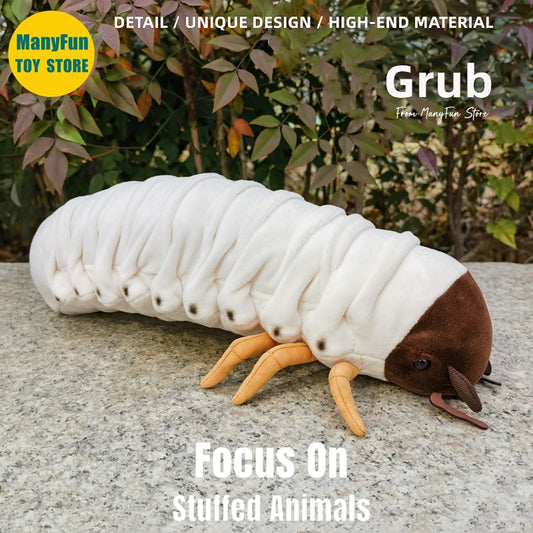 Realistic Grub Plush Toy - Lifelike Mealworm Simulation Stuffed Animal Cute Kawaii Gift Doll