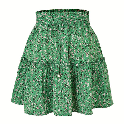 Women’s Floral A-Line Skirt – Summer High Elastic Waist Little Daisy Dress Vestidos LDY-WW4648