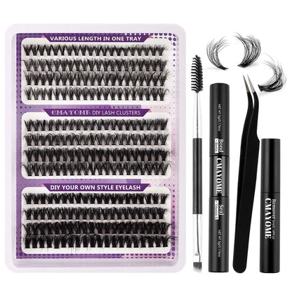 270pcs Individual Cluster Lashes — Fluffy Volume False Eyelashes with Bond & Seal Glue Kit, 60D/80D/100D Extensions