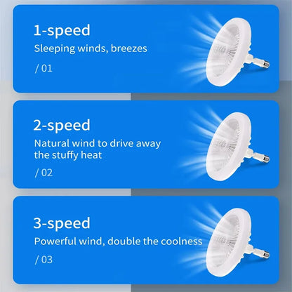 2-in-1 Ceiling Fan Lamp - 3-Speed Adjustable E27 LED Light with Dimmable Decorative Lighting for Bedroom, Living Room & Study