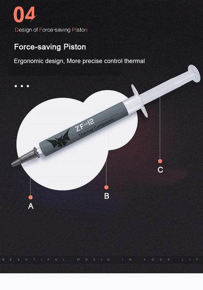 ZF-12 High-Quality CPU Thermal Paste — 12W Thermal Grease Silicone Paste for Processor Cooling