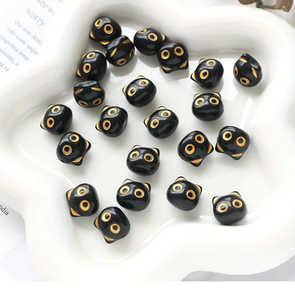 30pcs Cat Head Beads - Cute Animal Loose Beads for DIY Jewelry Making Earrings Necklace Bracelet Keychain Accessories