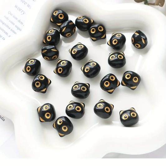 30pcs Cat Head Beads - Cute Animal Loose Beads for DIY Jewelry Making Earrings Necklace Bracelet Keychain Accessories