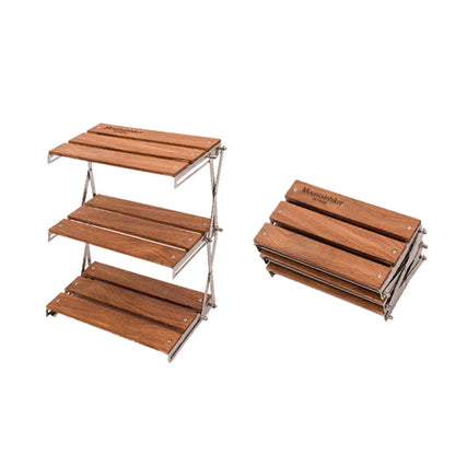 MOUNTAINHIKER Portable Camping Rack – 3-Tier Foldable Outdoor Table for Picnic & BBQ, Easy to Carry
