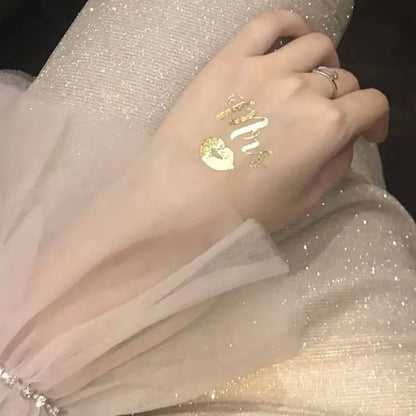 Waterproof Gold Foil Temporary Tattoo Stickers – Crown & Ring Bridal Party Body Art Decals