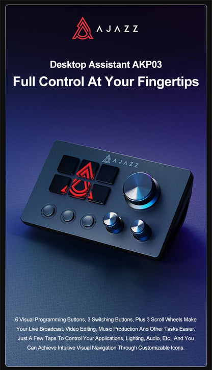 Ajazz AKP03E Desktop Helper Console – Programmable Macro Mini Keyboard with Custom Buttons for Multi-Scenario Use