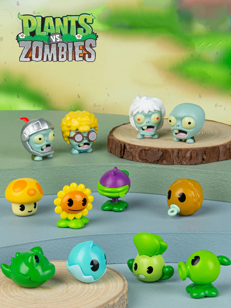 Plants vs Zombies Q Version Mini Figures – Random 4-Style Plant & Zombie Toys for Collection