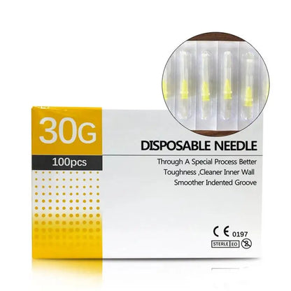 100PCS 30G Painless 4/6/13mm Ultrafine Transparent Syringe Needles with Clear Tip Cap - Beauty & Pharmaceutical Use