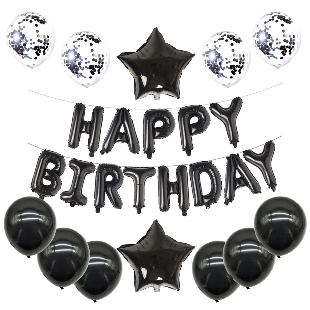 16-Inch Happy Birthday Foil Balloons Set – Pink & Blue Letter Balloons for Birthday Party Decoration