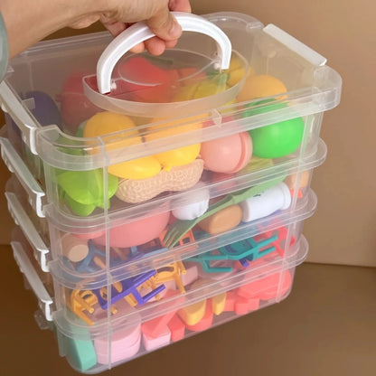 4-Layer Stackable Transparent Organizer – Multi-Tier Plastic Storage Box for Kids Toys, Makeup, Jewelry, Office & School