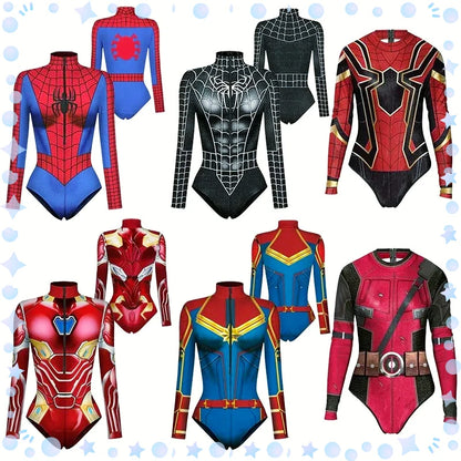 2024 New Superhero 3D Print Bodysuit – Superman , Spiderman & Iron Man Cosplay Costume for Men & Women Adults