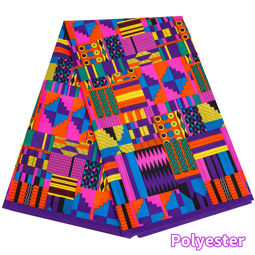 Veritable African Ankara Wax Fabric - 6 Yards Batik Polyester Textile for Dresses, Sewing & DIY Crafts