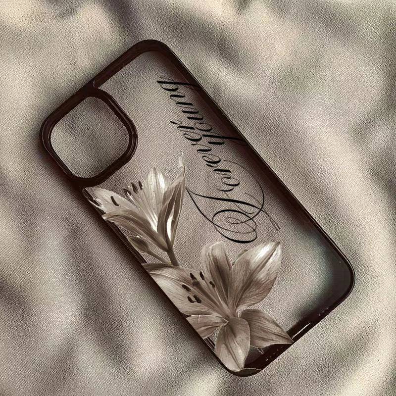 Vintage Lily Floral iPhone Case - Shockproof Protective Cover for iPhone 11–17 Series