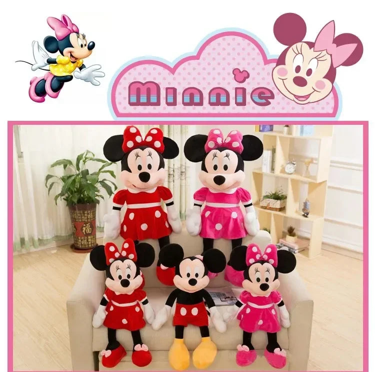 Disney Mickey & Minnie 35cm Plush Toy Cute Couple Red Pink Gift for Kids