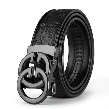 Men's Genuine Leather Belt - Luxury Brand Design with Metal Alloy Automatic Buckle, Stylish Waist Strap for Men