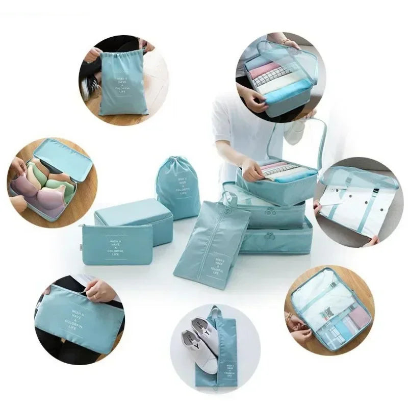 7 Piece Travel Bag Organizer Set - Luggage & Clothing, Shoes, Blanket Packing Cubes & Pouches