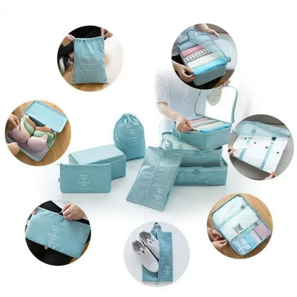 7 Piece Travel Bag Organizer Set - Luggage & Clothing, Shoes, Blanket Packing Cubes & Pouches
