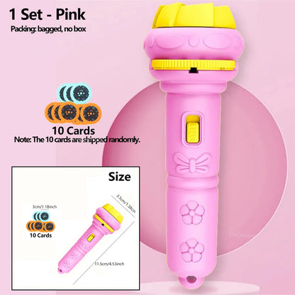 Kids Projector Flashlight Toy - 10 Cards 80 Cartoon Patterns Educational Bedtime Gift for Toddlers
