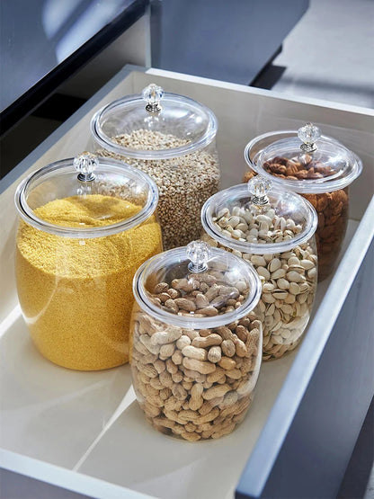 Plastic Food Storage Jar with Airtight Lid - 2.2/3.8/6.5L Flour, Grains, Candy & Cookie Canister