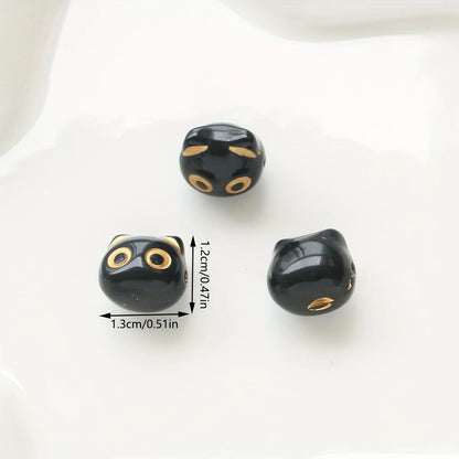 30pcs Cat Head Beads - Cute Animal Loose Beads for DIY Jewelry Making Earrings Necklace Bracelet Keychain Accessories