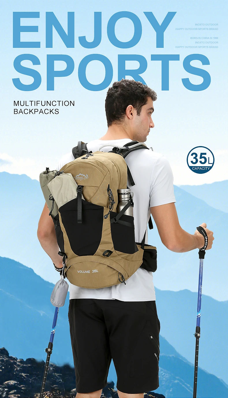35L Mountaineering Backpack - Waterproof Outdoor Sports Bag for Men & Women, Camping & Hiking Rain Gear