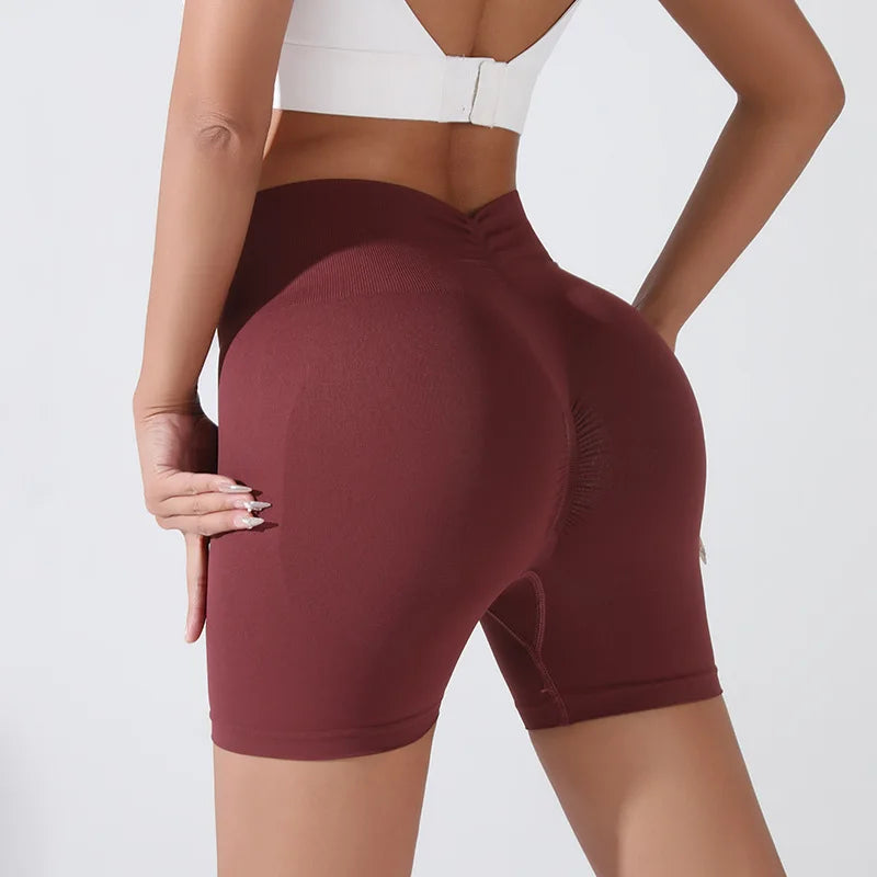 Peach Hip Lifting Sports Shorts — Women's High-Waist Slimming Running & Workout Three-Point Tight Pants