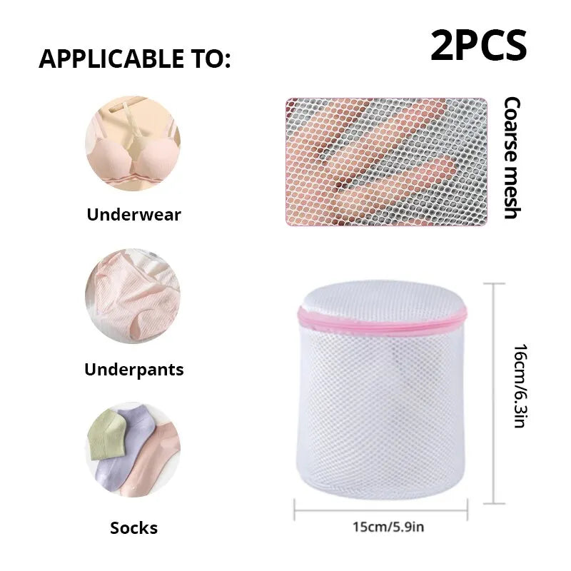 2Pcs/7Pcs Transparent Fine Mesh Laundry Bags – 6 Sizes Reusable Zippered Wash Bags for Machine Protection