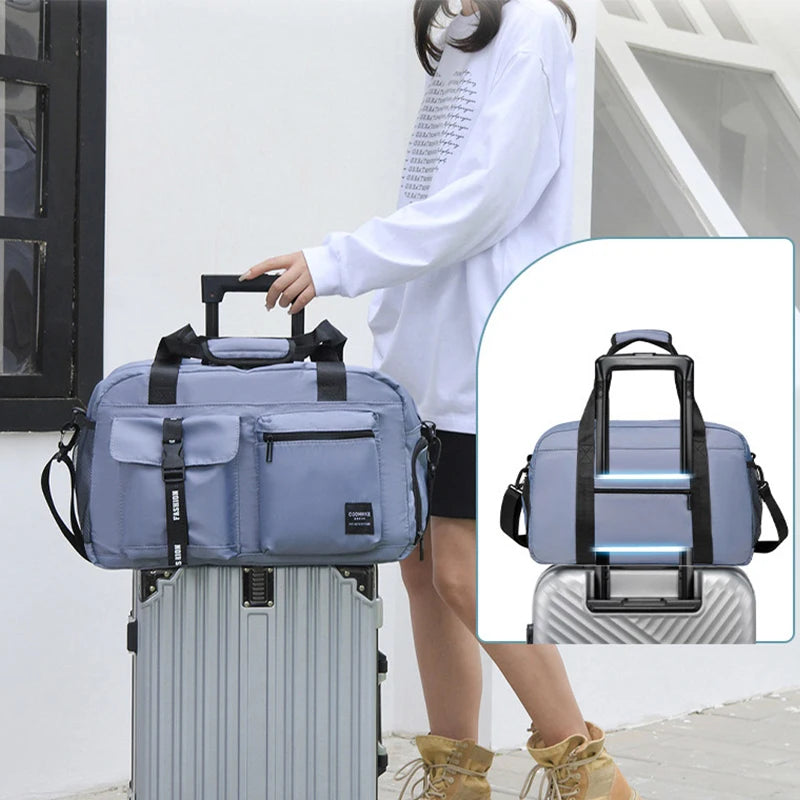 Large Fitness & Sports Duffel Bag – Women’s Gym, Yoga, Swimming Travel Backpack with Dry/Wet Shoes Pocket