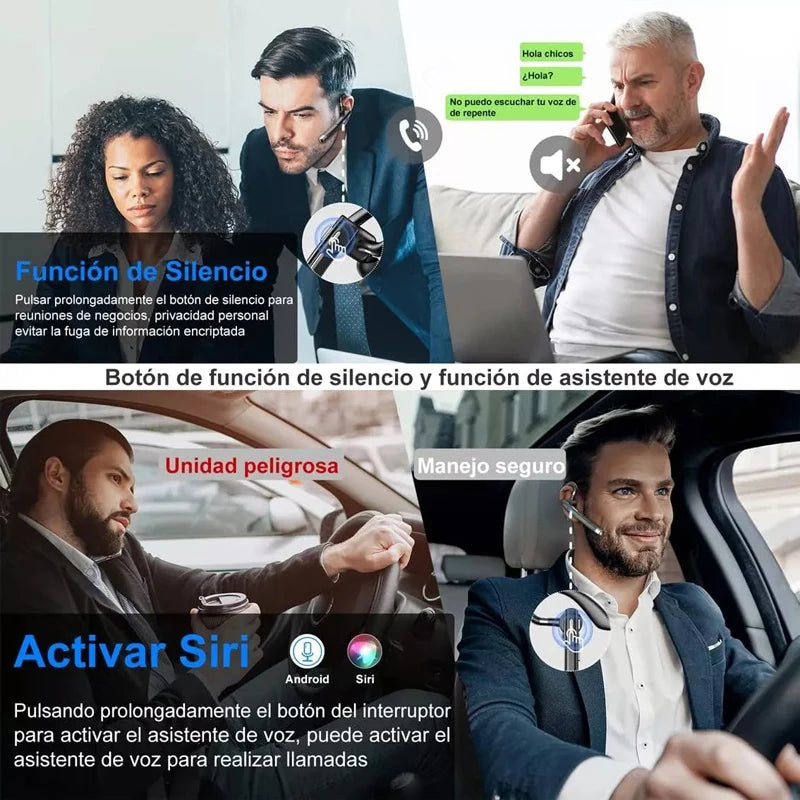 Wireless Bluetooth Headphones with Microphone – Noise Cancelling Handsfree Earphones for Business, Driving & Talking