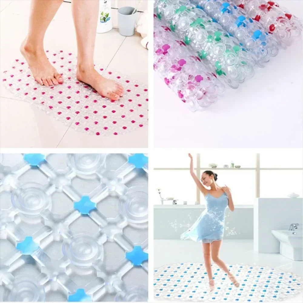 PVC Anti-Slip Bath Mat with Suction Cups – Soft Massage Shower Mat for Home Bathroom Safety