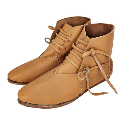 Men’s Medieval Renaissance Boots - Viking Pirate Lace-Up Halloween Cosplay Shoes