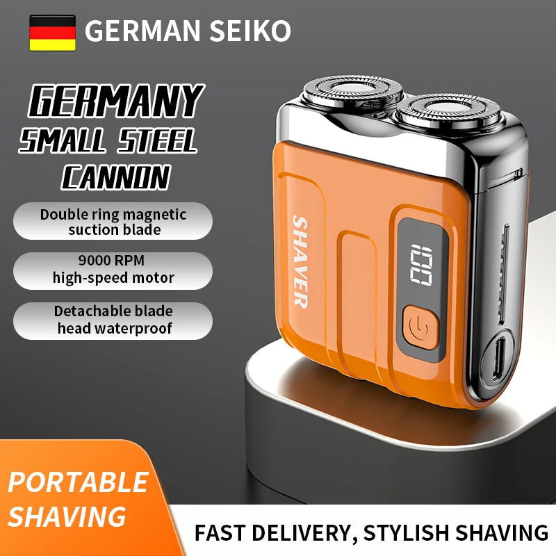 Mini Electric Smart Shaver – Household & Car Use, Dual Blade Rechargeable Beard Trimmer with Digital Display