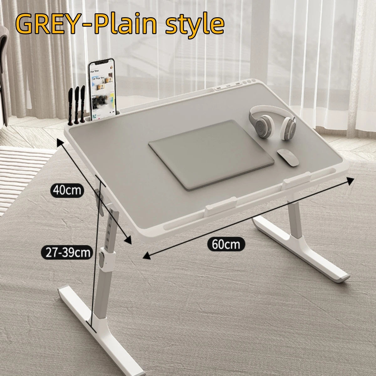 Adjustable Laptop Bed Tray Table – Portable Foldable Standing Desk with Storage Drawer for Sofa & Lap Use