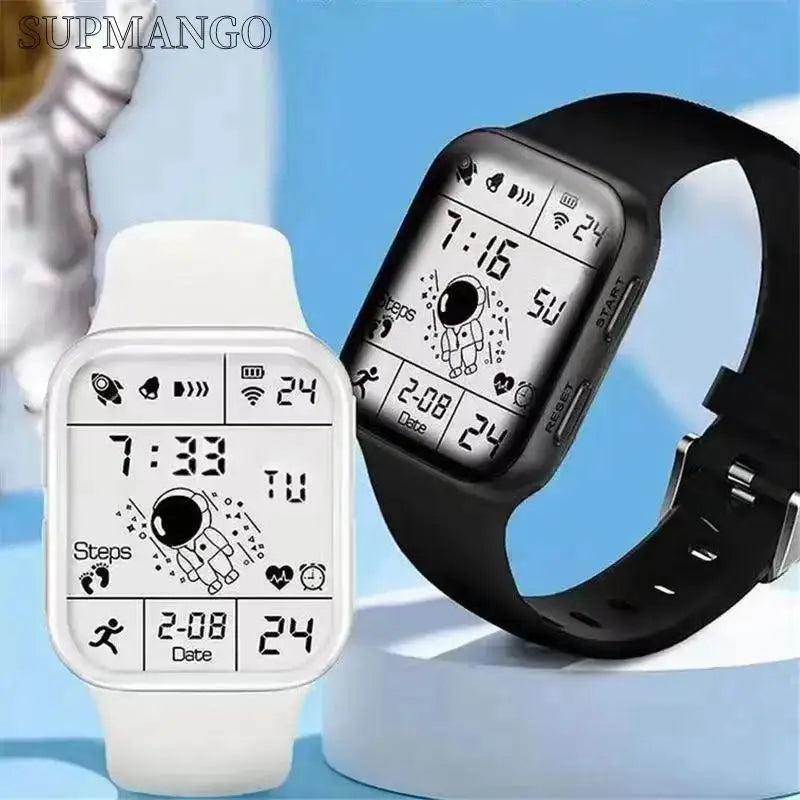 Astronaut Square Smart Watch for Kids & Students – Cool Black Tech Running Electronic Watch for Boys & Girls