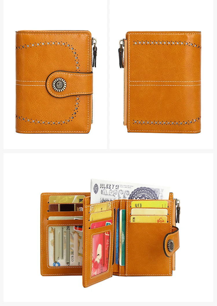 Fashionable Women’s Retro Short Wallet – PU Leather Multifunctional Handbag with Large Capacity, Multi-Card Slot & Coin Pocket
