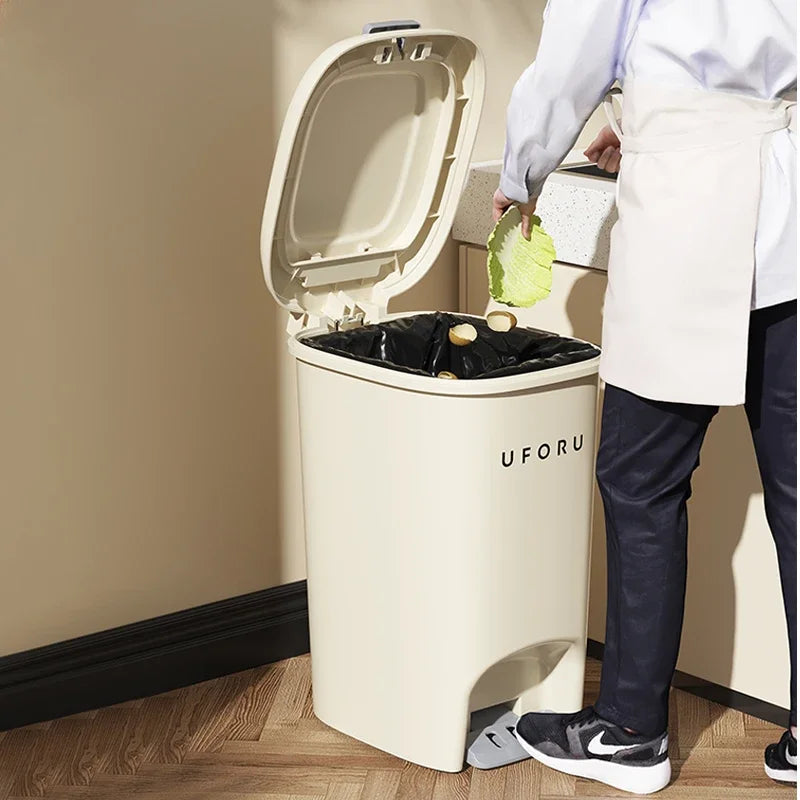10L/20L Double Pedal Trash Can – Large Capacity Kitchen & Bathroom Bin with Lid, Foot/Push Type