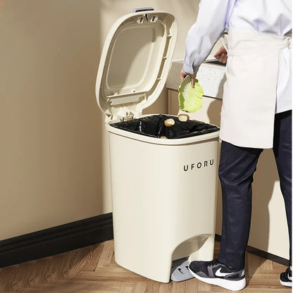 10L/20L Double Pedal Trash Can – Large Capacity Kitchen & Bathroom Bin with Lid, Foot/Push Type