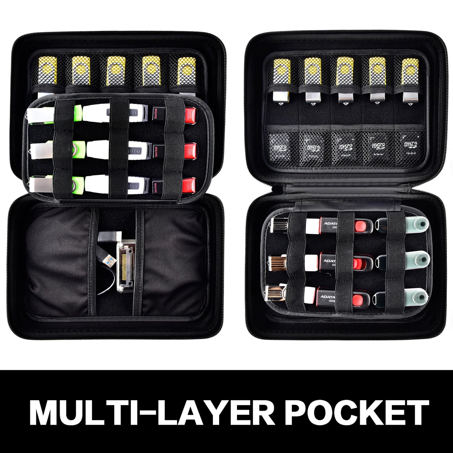 USB Flash Drive Case - Thumb Drive Holder Organizer - Memory Card Storage Bag for SD SDXC SDHC Cards - Electronic Accessories Box