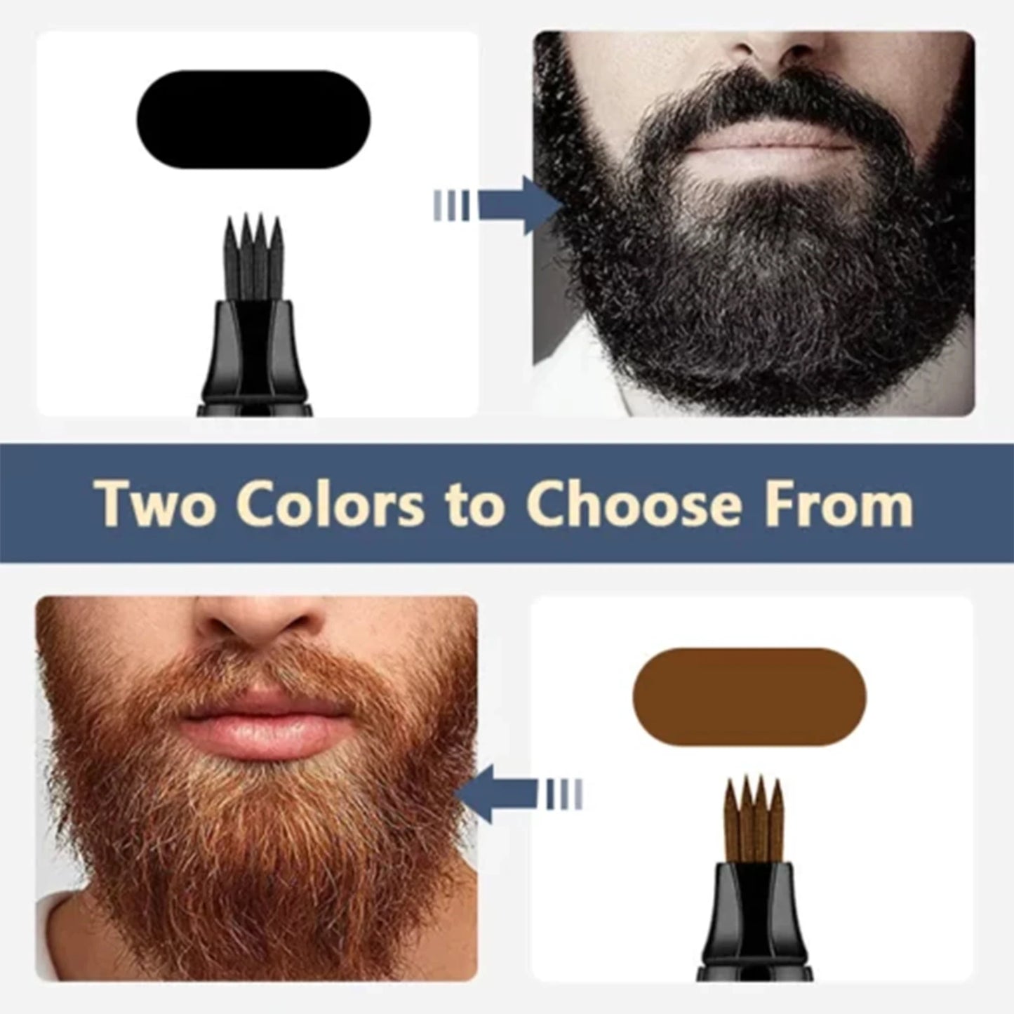 Beard Filler Pen with Brush Kit – Waterproof Long-Lasting Beard & Mustache Coloring Tool for Shaping Hair & Eyebrows