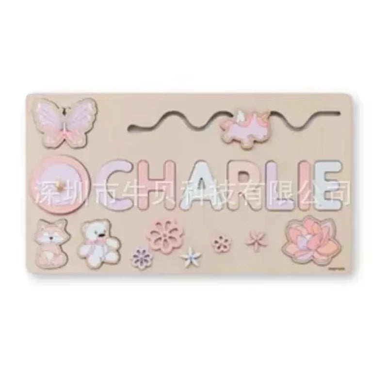 Montessori Personalized Wooden Name Puzzle — Custom Letter Board Educational Toy for Babies