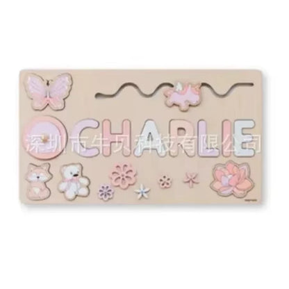 Montessori Personalized Wooden Name Puzzle — Custom Letter Board Educational Toy for Babies
