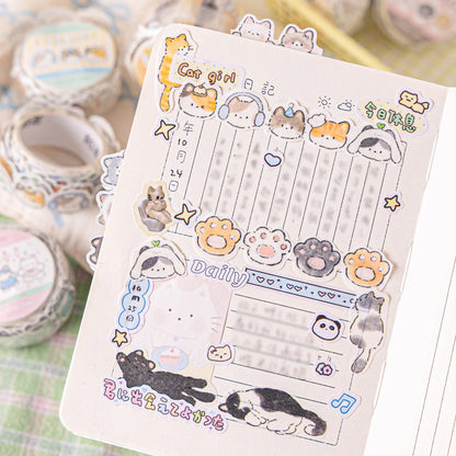 2m Cute Cartoon Cat Decorative Tape - DIY Scrapbook, Diary, Envelope and Journal Crafting Stationery