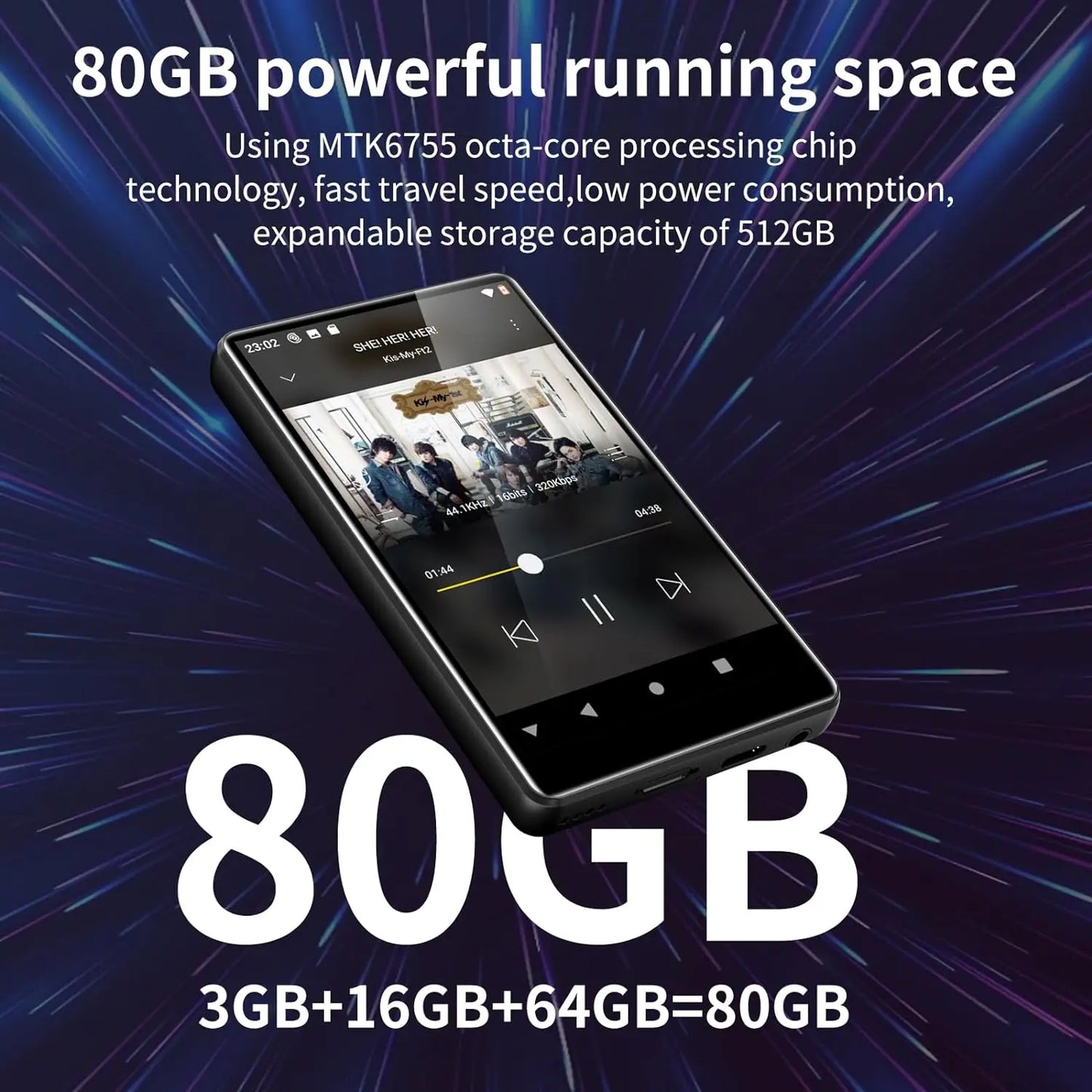 80GB Android MP3 Player — 4.0" Full Touch Screen with Bluetooth, WiFi, Built-in Speakers & Browser Support