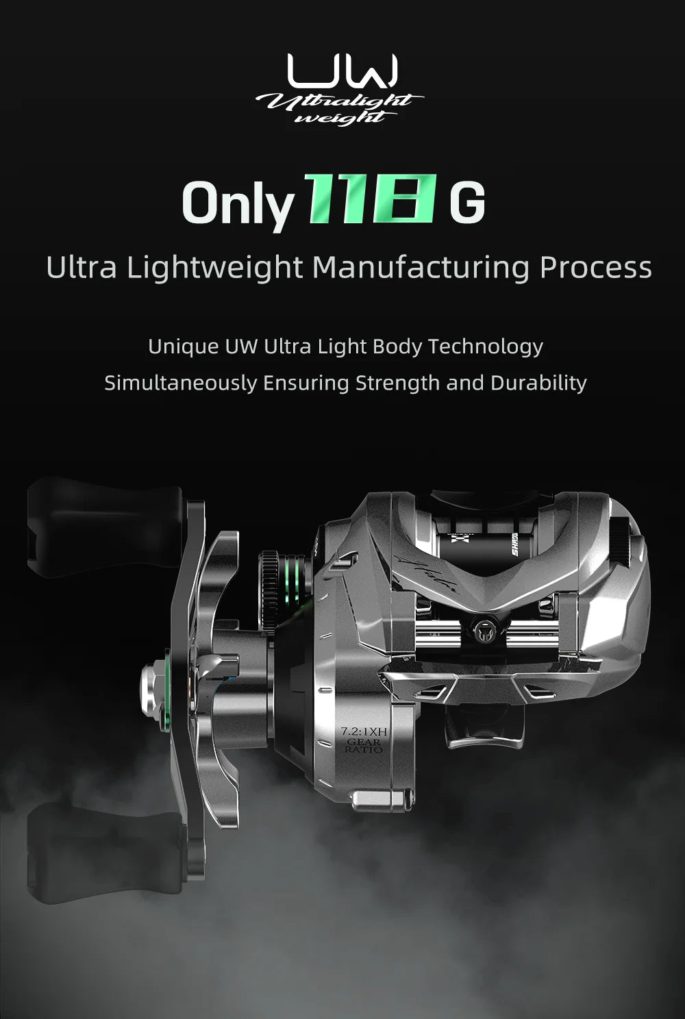 Histar Verdant BFS Ultra-Light 118g Carbon Fiber Baitcasting Reel – 7.2:1 Gear Ratio, 4KG Drag, Durable & High-Performance