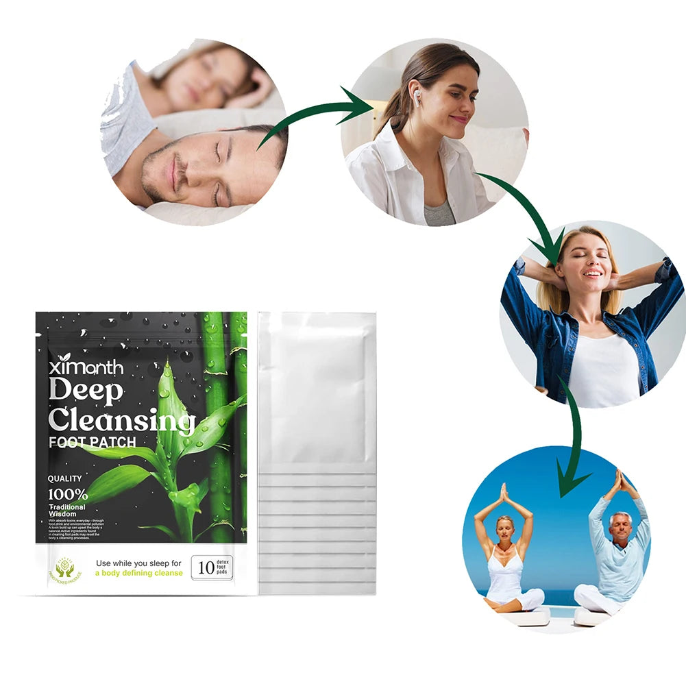 10PCS Herbal Detox Foot Patches – Deep Sleep & Stress Relief | Natural Foot Care Stickers for Body Detox & Relaxation