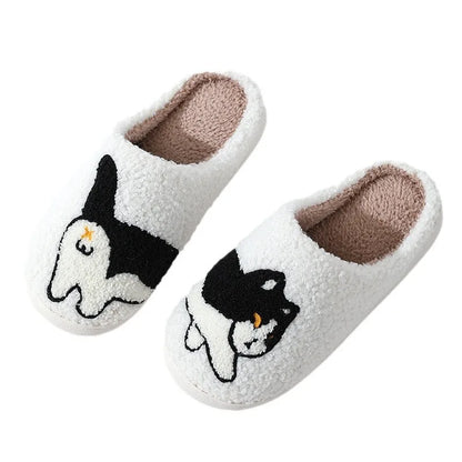 Cartoon Cat & Dachshund Dog Slippers – Indoor Lightweight Cotton Slides for Men & Women, Warm Winter Bedroom Shoes