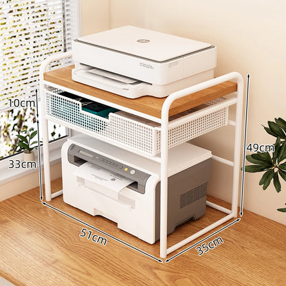 Office Printer Stand & Desktop Organizer – Foldable Multifunctional Shelf for Copier, Files & Space-Saving Storage