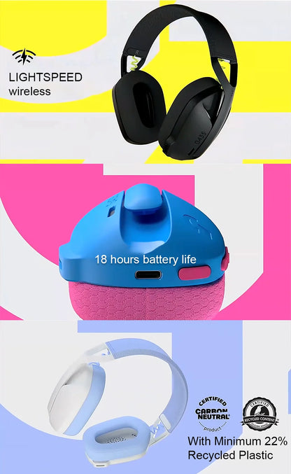 Logitech G435 LIGHTSPEED Bluetooth Wireless Gaming Headset – Over-Ear Surround Sound Headphones for PC, Laptop, Games & Music