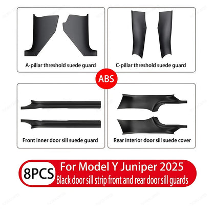 Tesla Model Y and YL Juniper 2025–2026 Door Sill Protectors – ABS Front and Rear Anti-Kick Threshold Guard Strips, Waterproof Pads