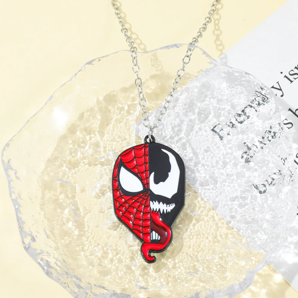 Venom & Spider-Man Necklace - Superhero Pendant Fashion Jewelry, Unique Gift for Fans